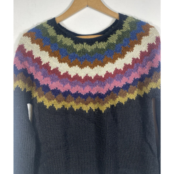 American Eagle Ahhmazingly Soft Sweater Size XS Rainbow Yoke Fair Isle Cabincore - Picture 4 of 10
